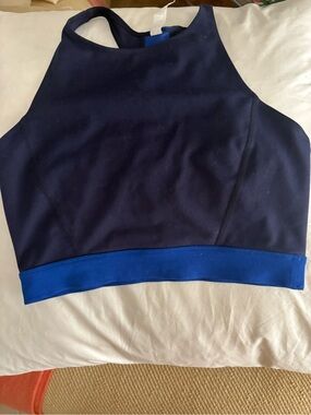 Navy High Neck Crop Tank with Royal Blue Band sports bra never worn